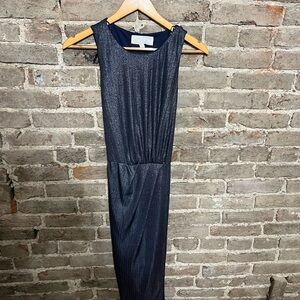 Shimmering Navy Sleeveless Maxi Dress
